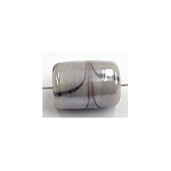 Glaskral ton ca 15mm grijs antracietstrepen 10st.