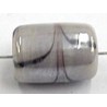 Glaskral ton ca 15mm grijs antracietstrepen 10st.