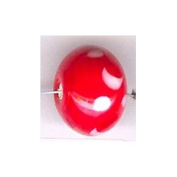 Glaskraal 13x17mm rood/wit 5st