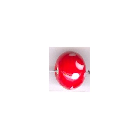 Glaskraal 13x17mm rood/wit 5st