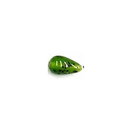 Glaskraal druppel 18mm groen met spikkels 5st