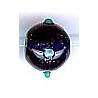 Glaskraal 13mm rond pukkels d.blauw-goud 5st UL
