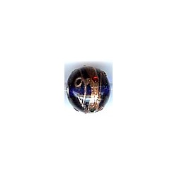 Glaskraal 15mm transp pruisischblauw/goud 5st