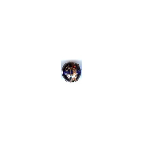 Glaskraal 15mm transp pruisischblauw/goud 5st