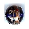 Glaskraal 15mm transp pruisischblauw/goud 5st