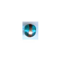 Glaskraal 12mm transp turkoois goud 5st.