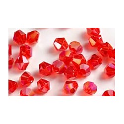 Facetkraal 4mm bicone tr.roodAB 50st.