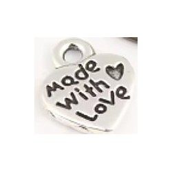 Bedel hart 10mm "Made with love" zwart+metkl 4st.