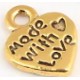 Bedel hart 10mm "Made with love" zwart+goudkl.4st.