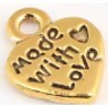Bedel hart 10mm "Made with love" zwart+goudkl.4st.
