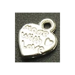 Bedel hart 10mm "Made with love" zwart+goudkl.4st.