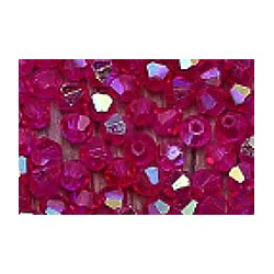 Facetkraal 4mm bicone tr.fuchsia AB 50st.