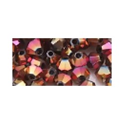 Facetkraal 4mm bicone zwart roodgoudAB 50st.