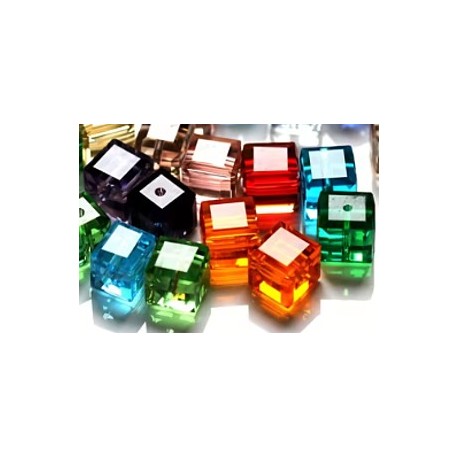 kubus kristal 6mm mix kleuren per 10