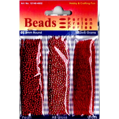 Trio kunststofparels 2,5mm rood