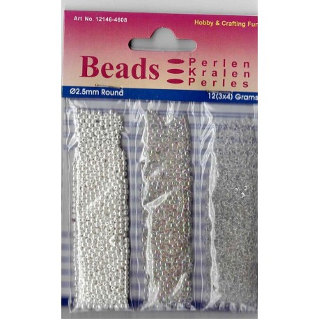 Trio kunststofparels 2,5mm wit