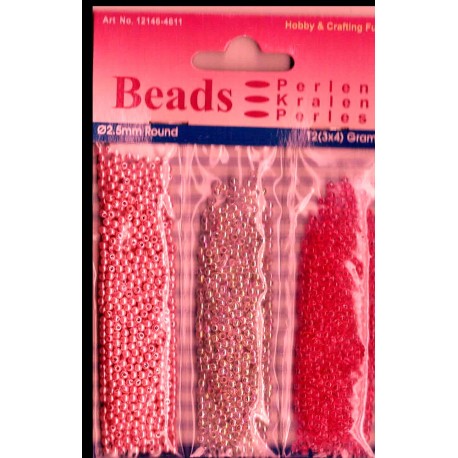 Trio kunststofparels 2,5mm fuchsia