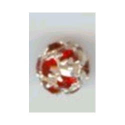 Strass kraal 6mm rood zilverkl. p/st