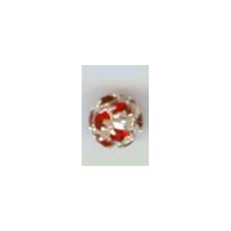 Strass kraal 6mm rood zilverkl. p/st