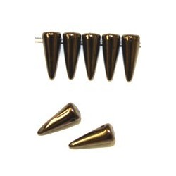 Glaskraal spike 5x13mm zwart gold bronze 20st