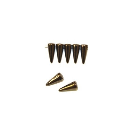 Glaskraal spike 5x13mm zwart gold bronze 20st