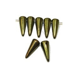 Glaskraal spike 5x13mm zwart green lustered 20st