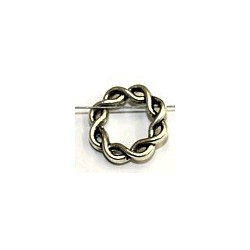 Metalen kraal gevlochten ring 15mm zilverkl. 6st.