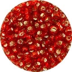 Rocailles 5/0 rood zilverkern 25 gram