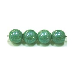 Glaskralen 6mm groen parelmoer ca.38 stuks