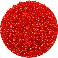 Rocailles 11/0 oranjerood zilverkern 25gram
