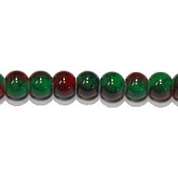 Glasparel 4mm marmer rood groen streng ca 220st.