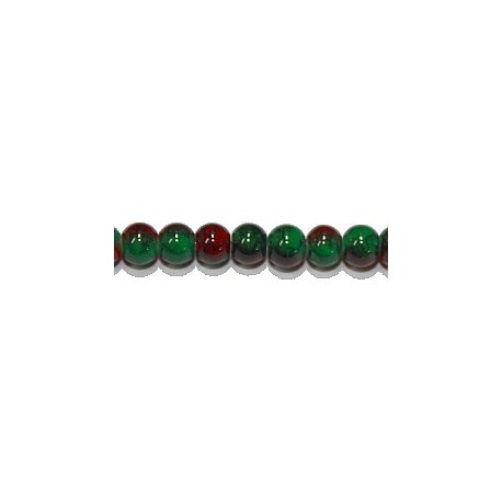 Glasparel 4mm marmer rood groen streng ca 220st.