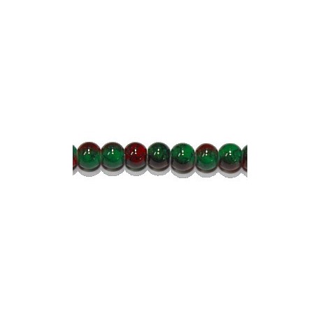 Glasparel 4mm marmer rood groen streng ca 220st.