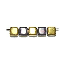 TILA kralen 6x6mm paars/goud 25st.