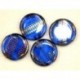 Glaskraal 15mm rond transp blauw zilver rits 5st