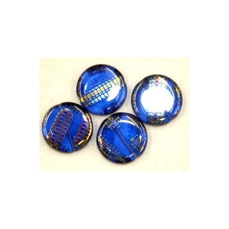 Glaskraal 15mm rond transp blauw zilver rits 5st