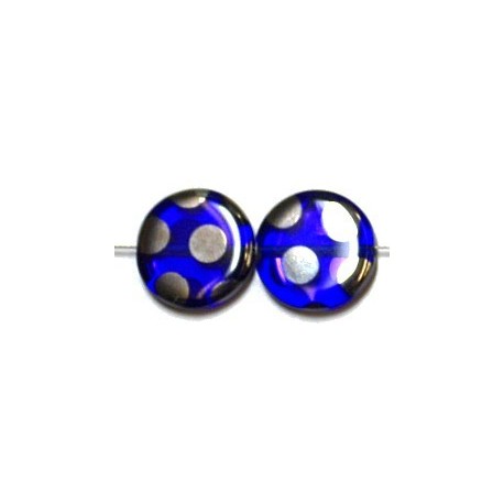 Glaskraal 15mm rond transp blauw zilver ringen 5st