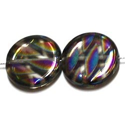 Glaskraal 15mm rond transp vitrail vlekken 5st