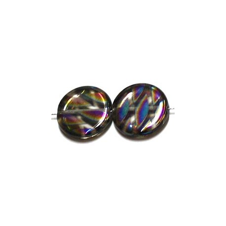 Glaskraal 15mm rond transp vitrail vlekken 5st