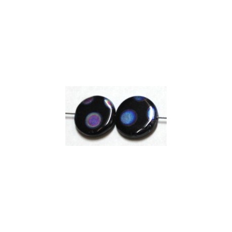 Glaskraal 10mm rond zwart ringen extra AB 5st