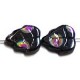 Glaskraal 12x10mm blad zwart ringen vitrail 5st