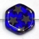 Glaskraal 17mm blauw zilver sterren 5st.