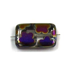 Glaskraal 19x12mm transp rainbow flowers 5st.