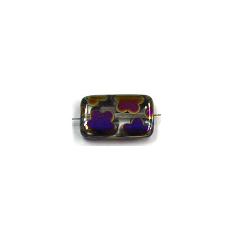 Glaskraal 19x12mm transp rainbow flowers 5st.