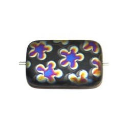 Glaskraal 19x12mm zwart mini rainbow flowers 5st.