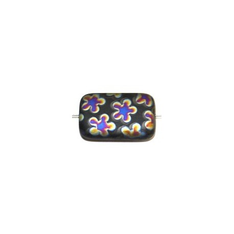 Glaskraal 19x12mm zwart mini rainbow flowers 5st.