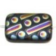 Glaskraal 19x12mm zwart mat retro rainbow 5st.