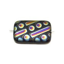 Glaskraal 19x12mm zwart mat retro rainbow 5st.