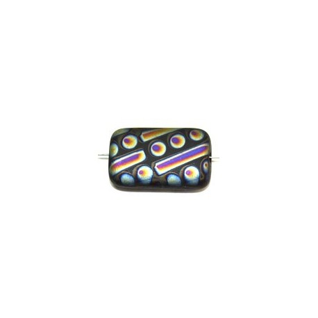 Glaskraal 19x12mm zwart mat retro rainbow 5st.