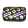 Glaskraal 19x12mm zwart mat retro rainbow 5st.